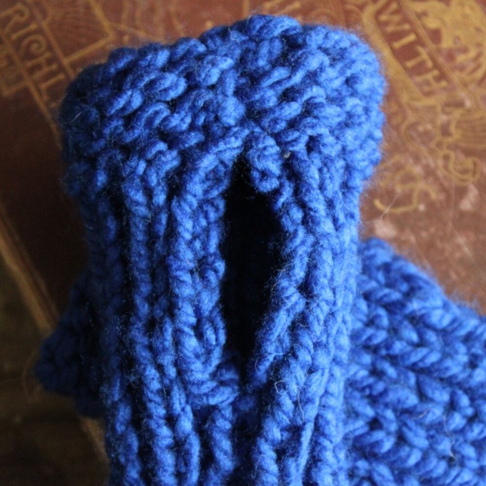 Hand Knit Fingerless Gloves, Armwarmers in Blue Yarn, Womens "Sapphire Sky" - Picture 11 of 11